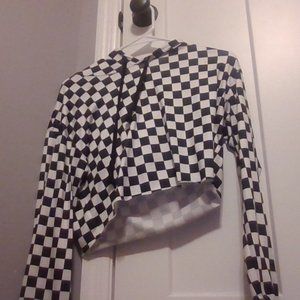 Checkered cropped hoodie
